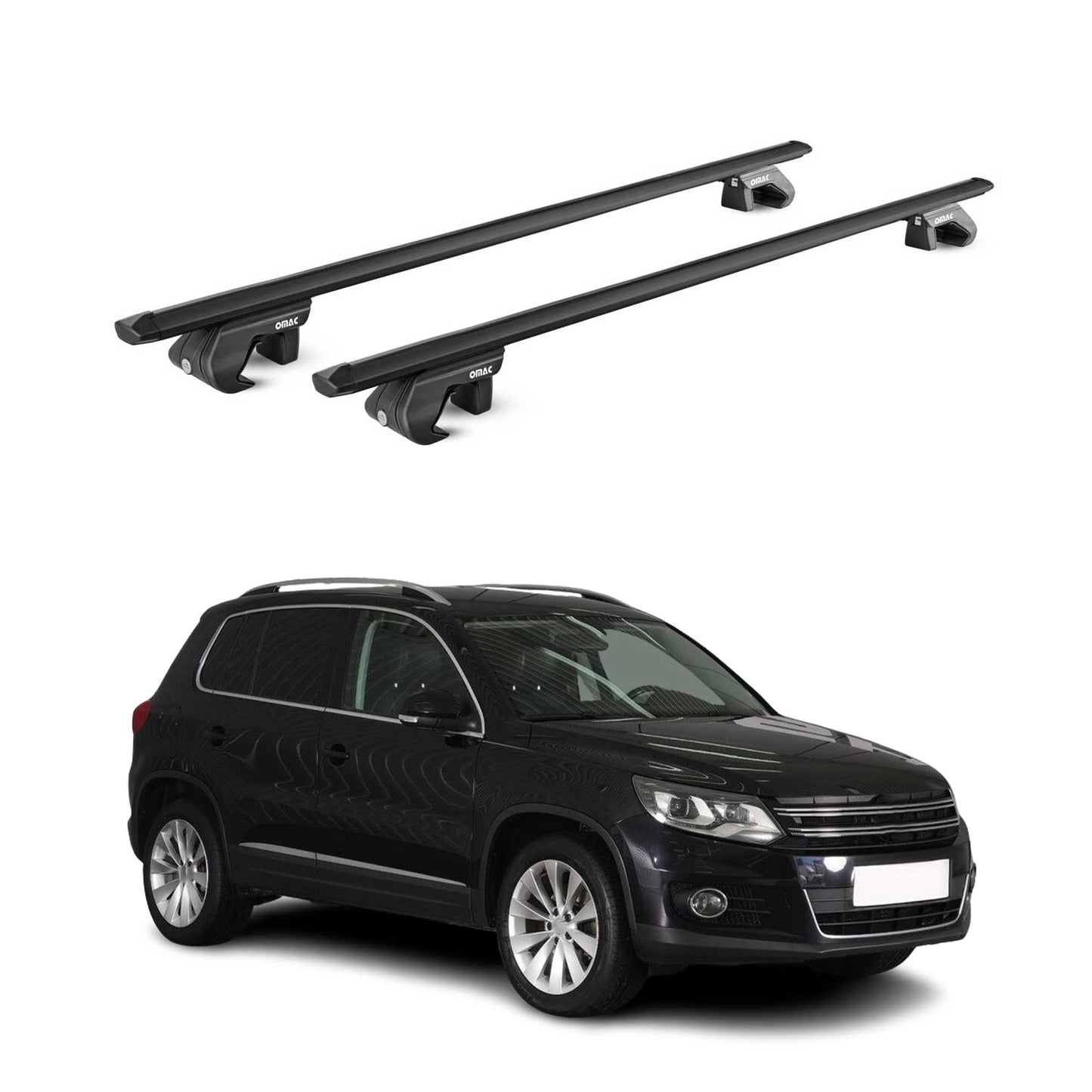 2009-2017 VW Tiguan Roof Rack Cross Bars Black