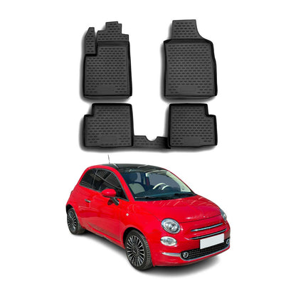 2012-2019 Fiat 500 500C Floor Mats Liners Full Set All Weather Black
