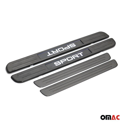 OMAC Dark Brushed Chrome Illuminated Sport Door Sill Cover Scuff Plate S. Steel 4 Pcs 9696090LSBT4