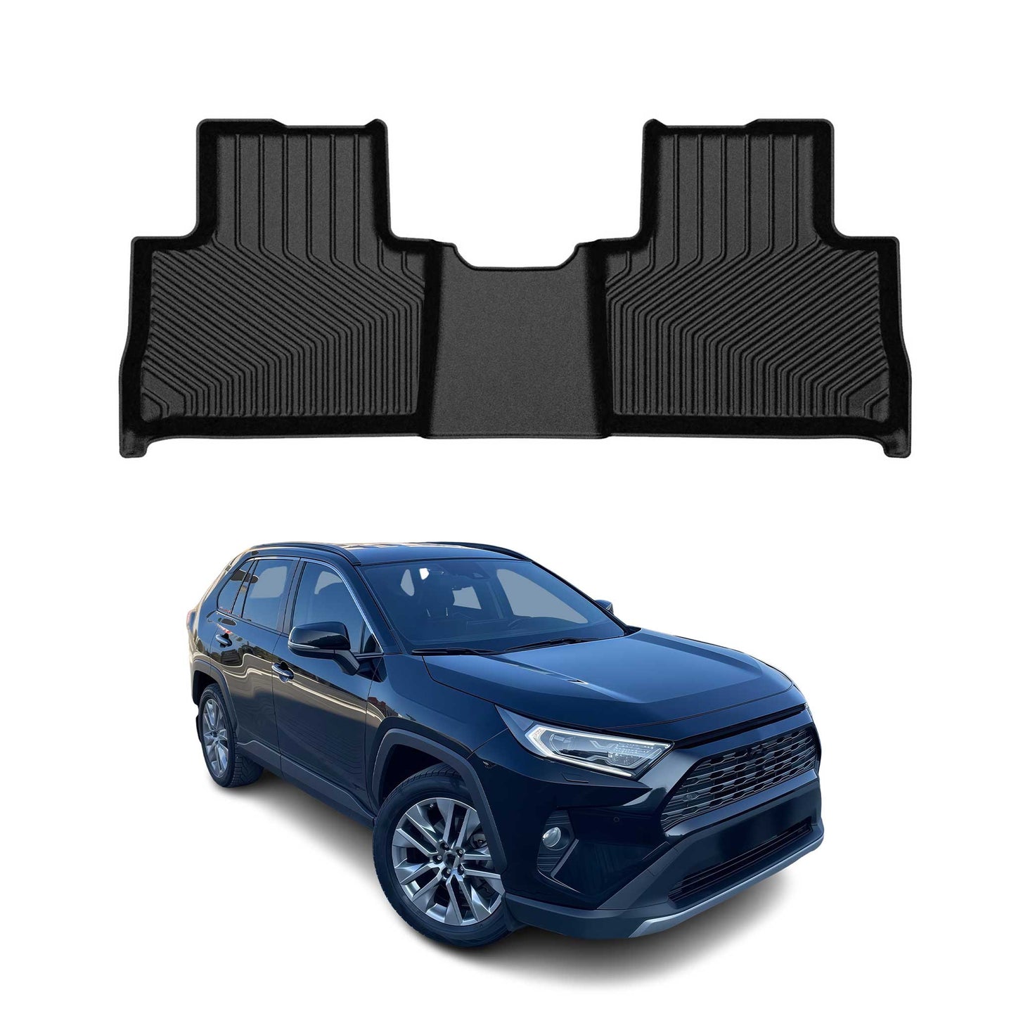 2019-2025 Toyota RAV4 Premium Floor Mats Liners Second Row Rear Black