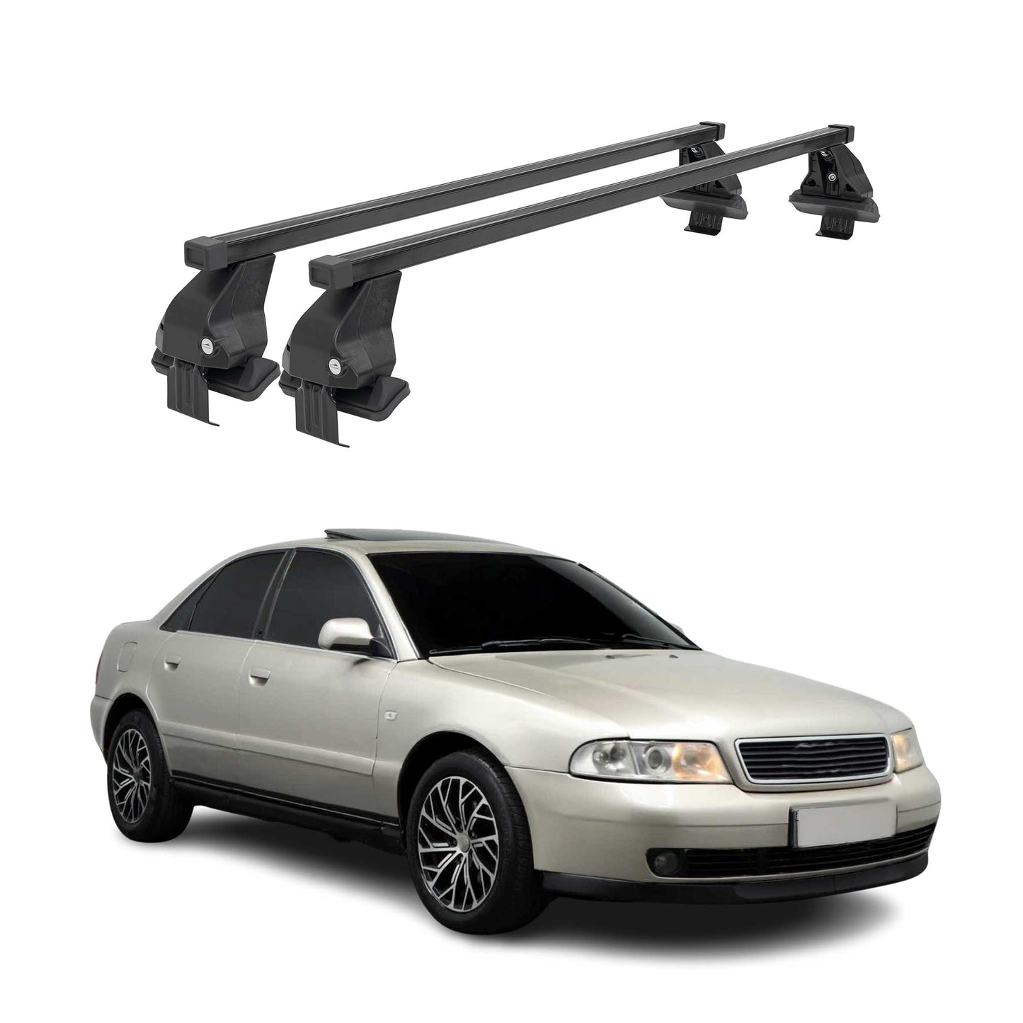 1996-2001 Audi A4 Sedan Roof Rack Cross Bars Black