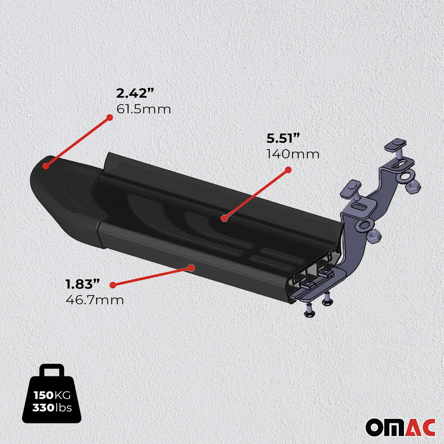 OMAC Nerf Bars Side Step Running Boards for Honda Pilot 2009-2015 Aluminium Black 2x 3408937B