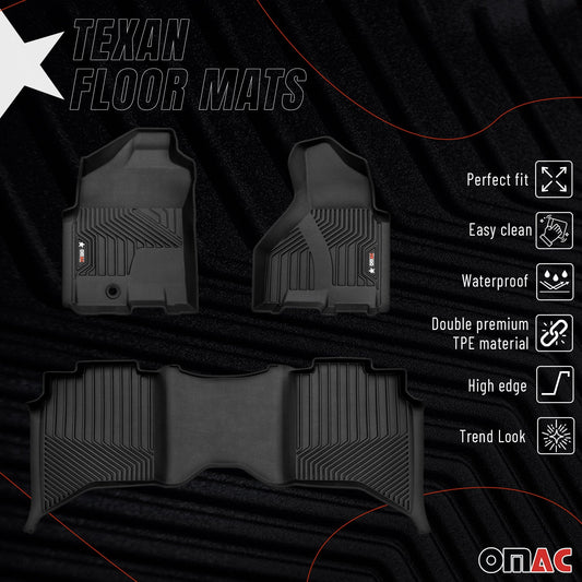 2012-2018 Dodge RAM 1500 Premium Floor Mats Liners First and Second Row Set Black