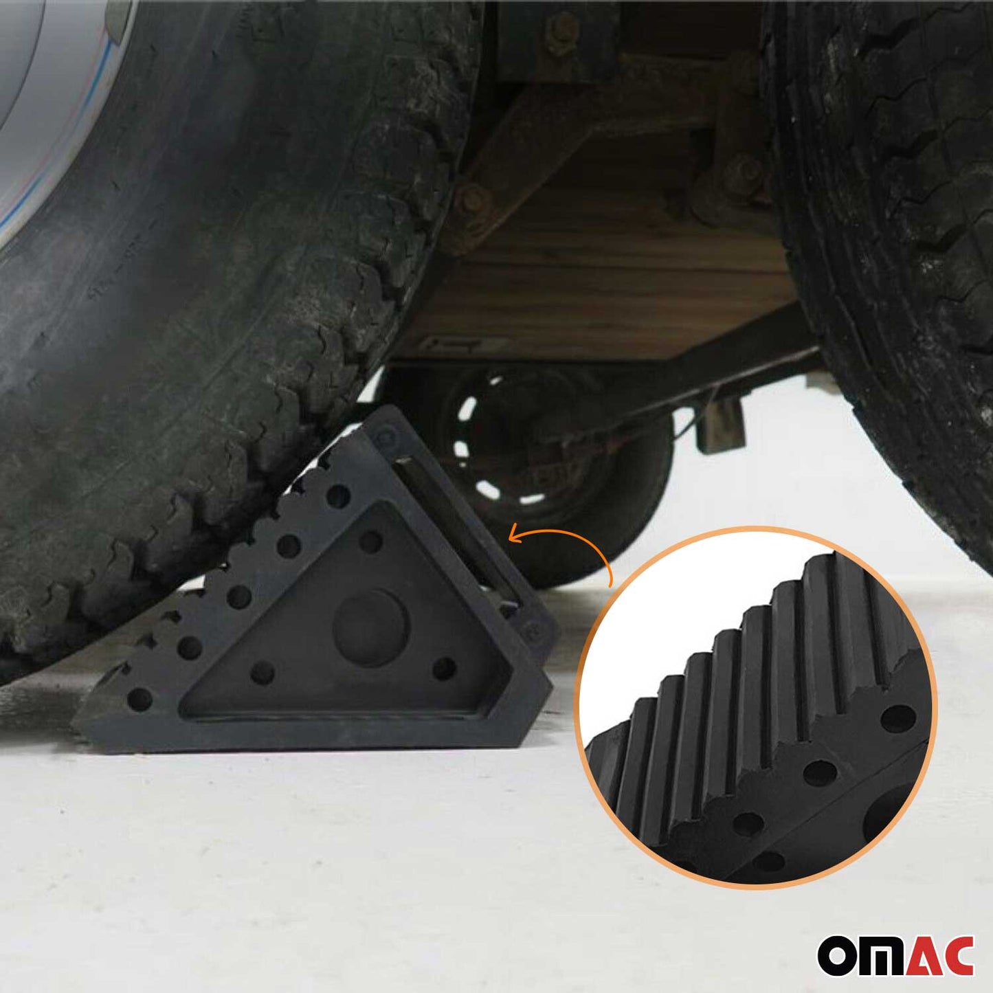 Wheel Tire Chock Blocks Heavy Duty Solid Ribbed Rubber Car Truck & Trailer