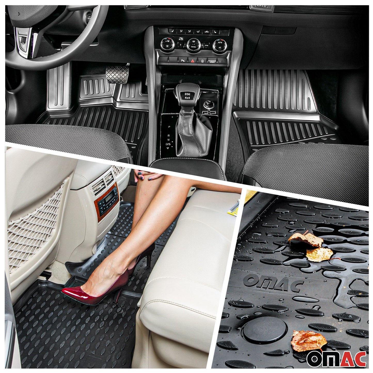 OMAC Custom Floor Mats & Cargo Liners for Lexus RX350 2010-2015 Black 5 Pcs 9994444-250