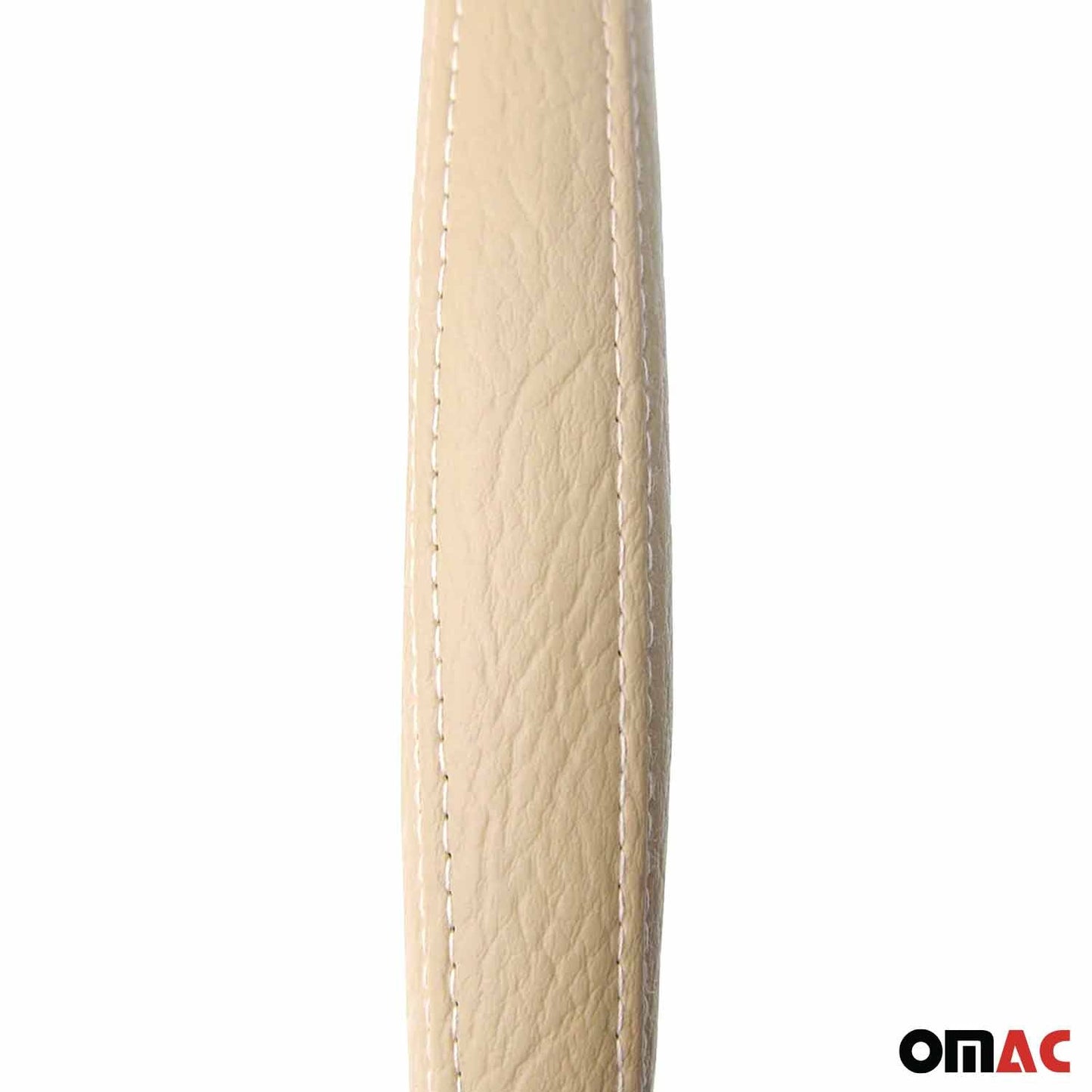OMAC For Acura MDX Beige Leather 15" Car Steering Wheel Cover Anti-Slip Accessories U007478