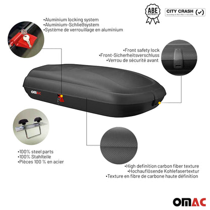 Roof Cargo Box 11.3 Cubic Feet Carbon Fiber Textured
