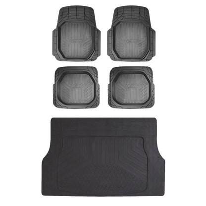 Kia Rio Semi-Custom fit Floor Mats & Cargo Liner Waterproof Rubber Black 6Pcs