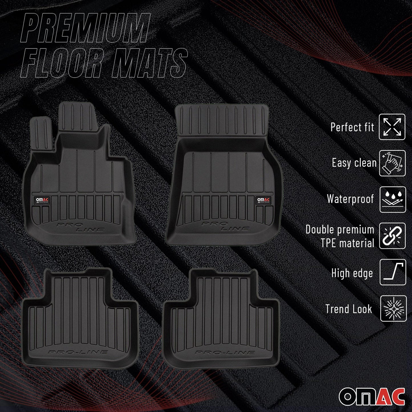 2018-2024 BMW X3 G01 Premium Floor Mats Liners Full Set All Weather Heavy Duty Black