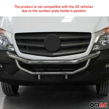 2014-2018 Mercedes Sprinter W906 Bull Bar Push Front Bumper Grille Silver