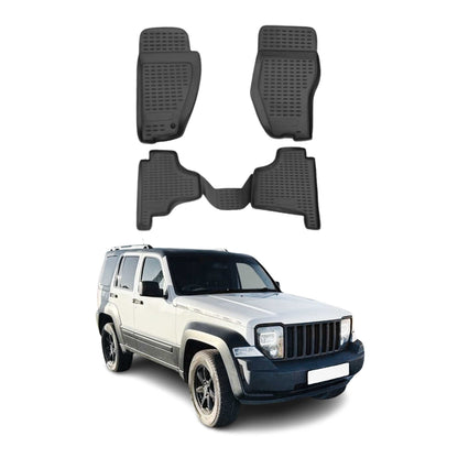 2008-2012 Jeep Liberty Floor Mats Liners Full Set All Weather Black