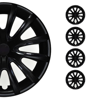 Bicolo Hub Caps Wheel Cover 15" Black Matt & Black Full Set 4 pcs.