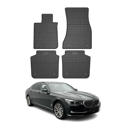 2016-2022 BMW 7 Series G12 Long Sedan Floor Mats Liners Full Set All Weather Rubber Black