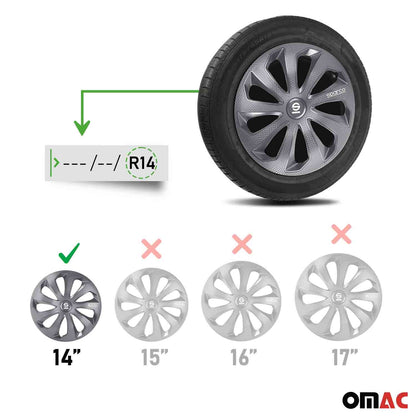 OMAC 14" Sparco Sicilia Wheel Covers Hubcaps Gray Carbon 4 Pcs 96SPC1474GRC