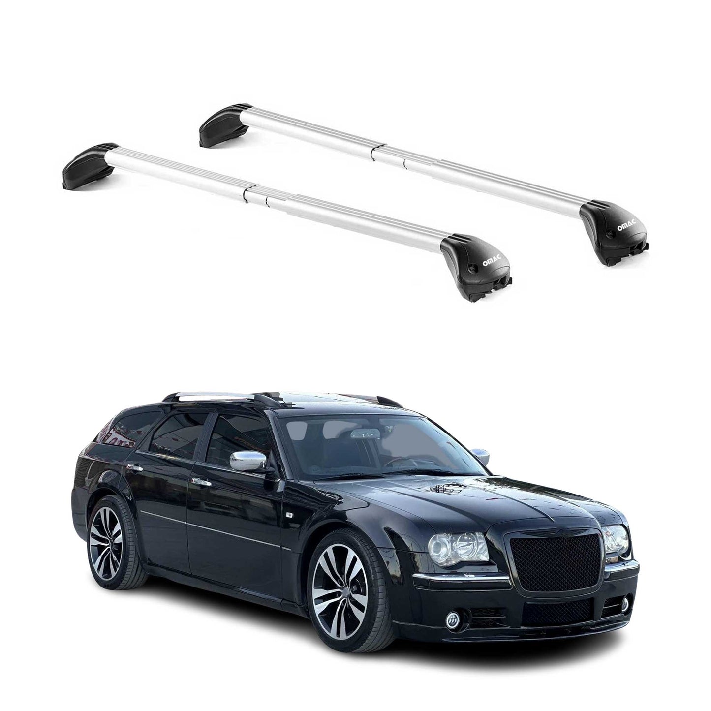 2005-2010 Chrysler 300C Wagon Roof Rack Cross Bars Silver