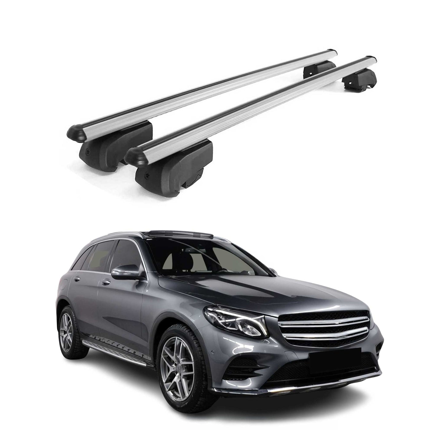 2016-2022 Mercedes GLC Class X253 Roof Rack Cross Bars Silver