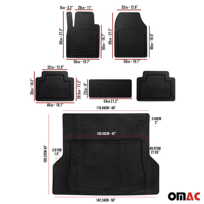 OMAC Trimmable Floor Mats & Trunk Mat for Mercedes GLE Class W167 2020-2024 Black U005815