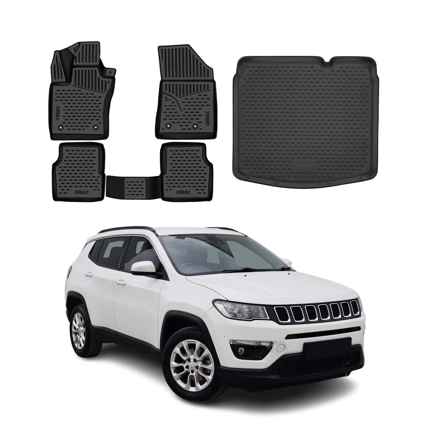 2017-2025 Jeep Compass Floor Mats & Cargo Liner Full Set All Weather Black