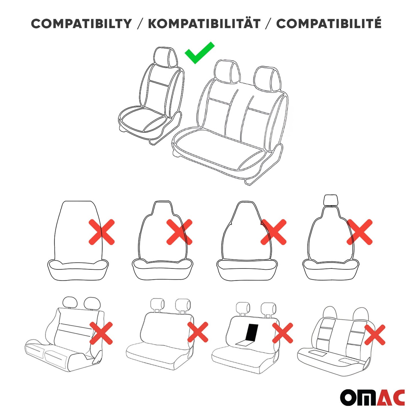 OMAC Front Car Seat Covers Protector for RAM Promaster 2014-2024 Black Red 2+1 Set A013009