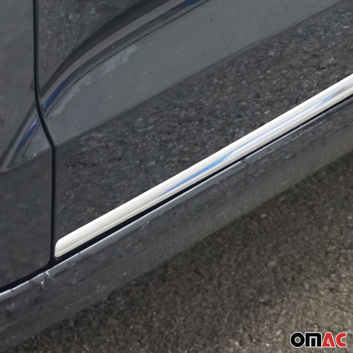 OMAC Fits BMW X1 2016-2019 Chrome Side Door Trim Streamer Guard S.Steel 4 Pcs U005858