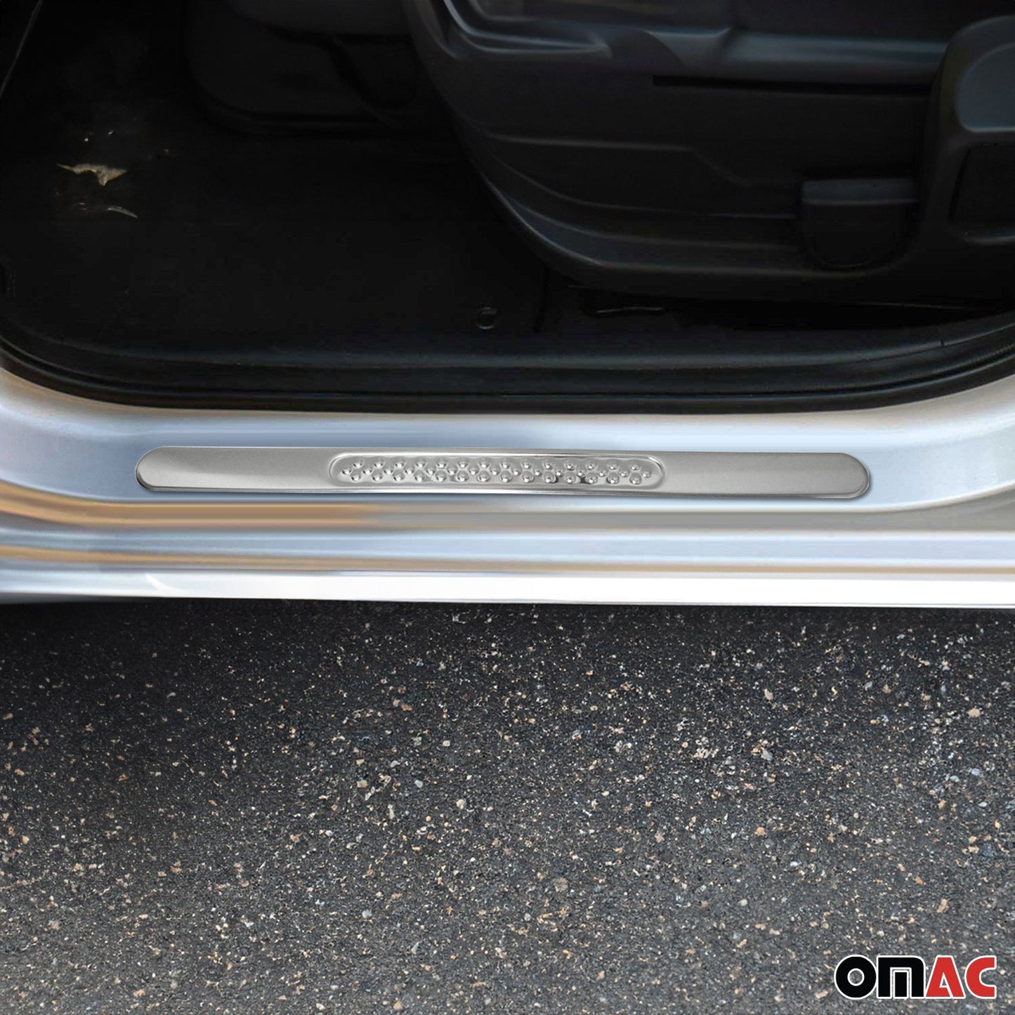 OMAC Door Sill Scuff Plate Scratch Protector for Ford Escape Steel Silver 4 Pcs 9650091PN