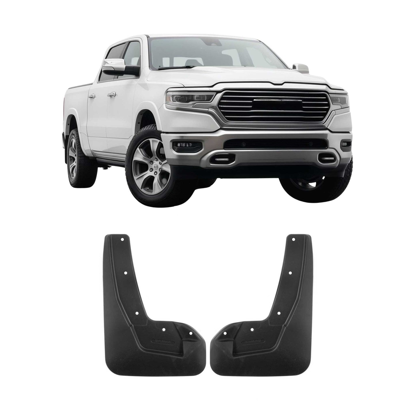 2019-2026 RAM 1500 2500 Pickup Front Mud Guards Splash Mud Flaps Black Front 2 Pcs