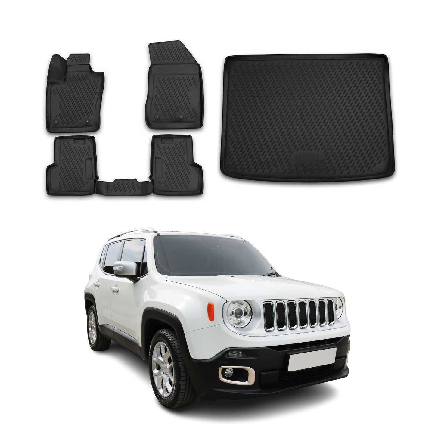 2016-2023 Fiat 500X Floor Mats & Cargo Liner Full Set All Weather Black