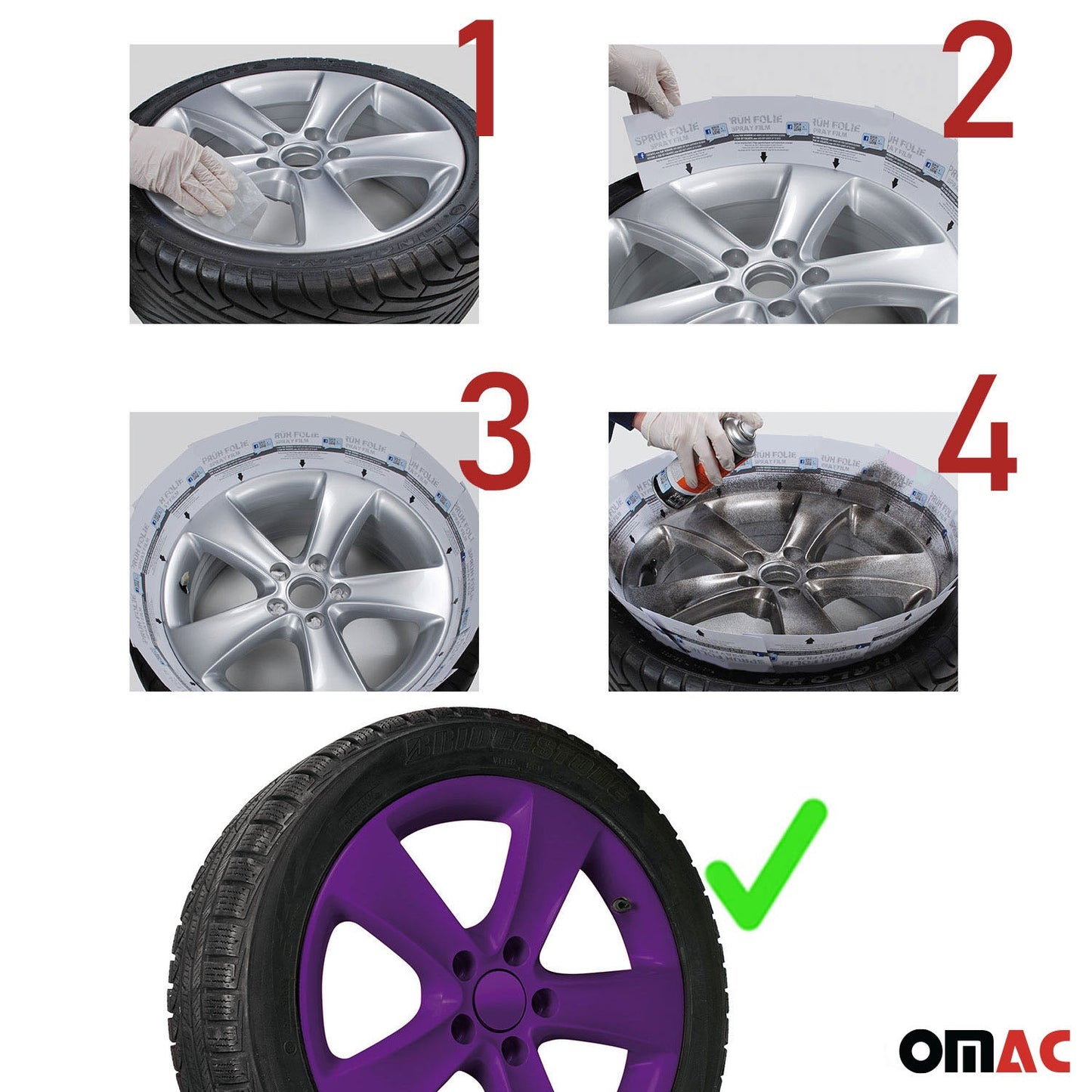 OMAC 2x Foliatec Wheel Rim Hubcaps Spray Paint Purple Glossy 13.5 Oz 96FT2091