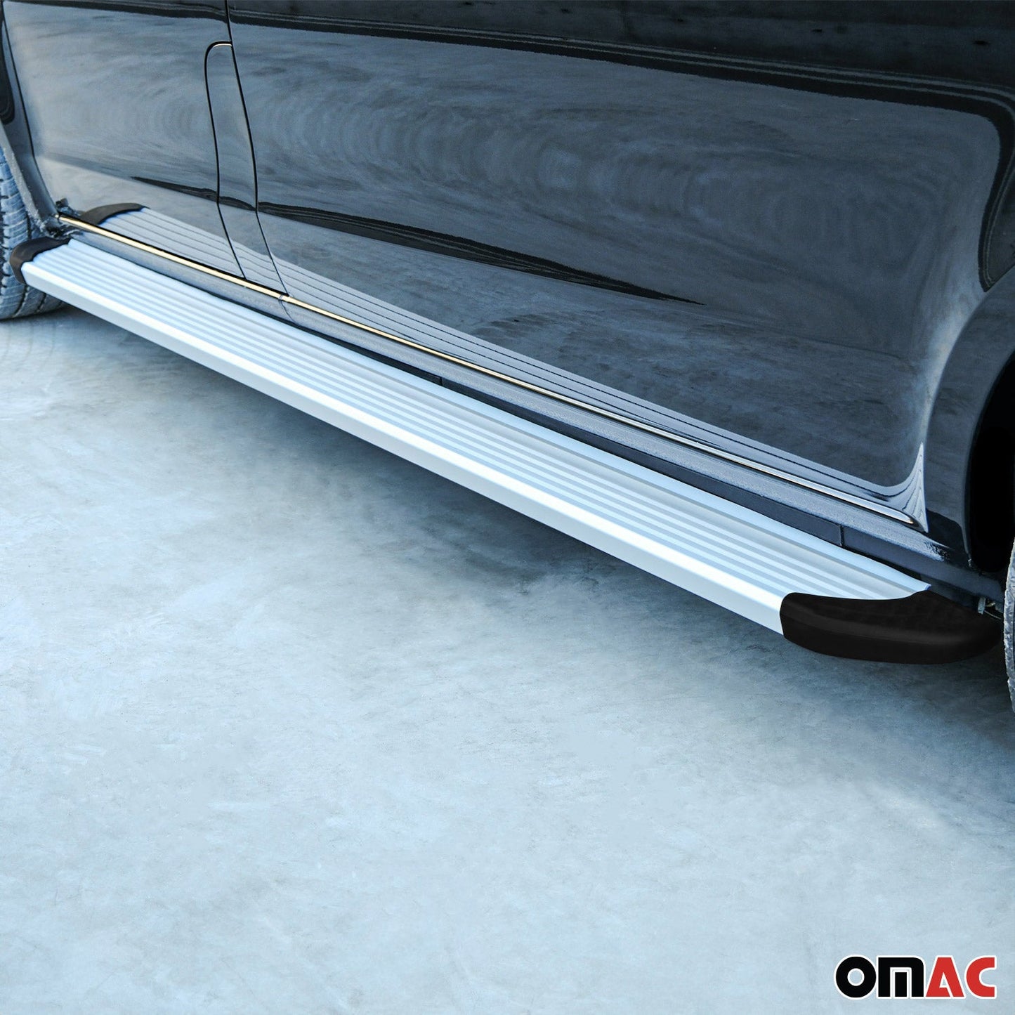 OMAC Running Boards Side Step Nerf Bars for Audi Q7 2017-2024 Aluminium Silver 2Pcs '1119939