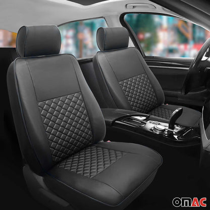OMAC Leather Custom fit Car Seat Covers for RAM ProMaster 2014-2024 Black 2523321A-SS1