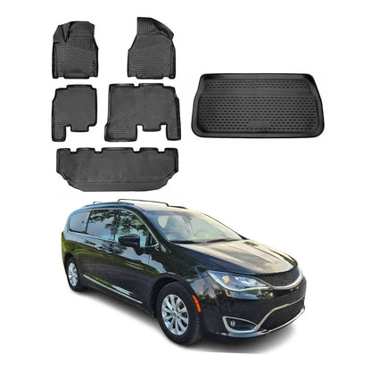 2017-2026 Chrysler Pacifica Floor Mats & Cargo Liner Full Set All Weather Black