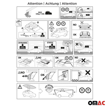 2019-2024 Acura RDX Roof Rack Cross Bars Black
