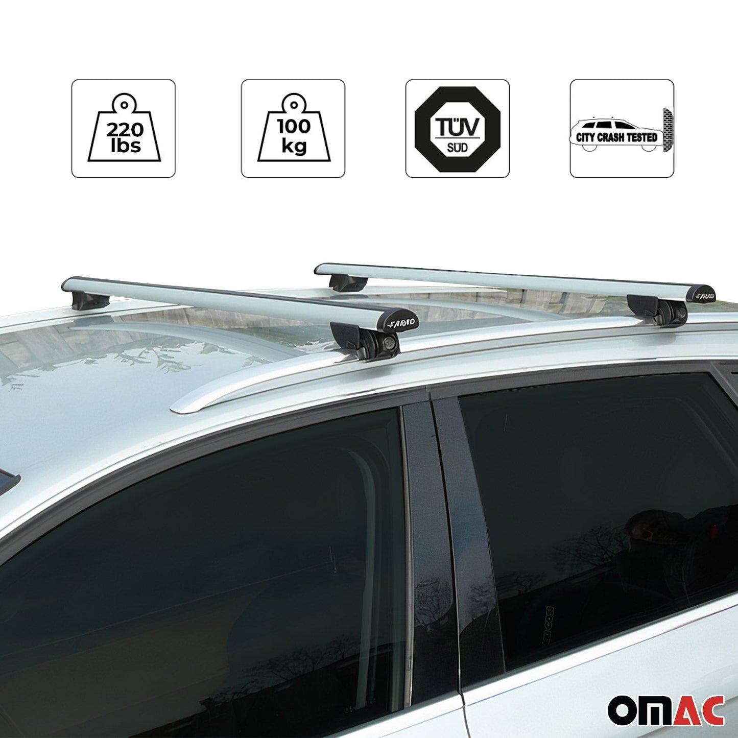 OMAC 220 Lbs Luggage Roof Rack Cross Bars for Nissan Rogue Sport 2020-2022 Gray 2Pcs U020421