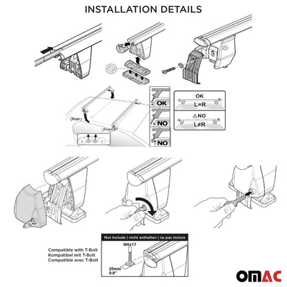 2013-2019 Cadillac ATS Sedan Roof Rack Cross Bars Silver
