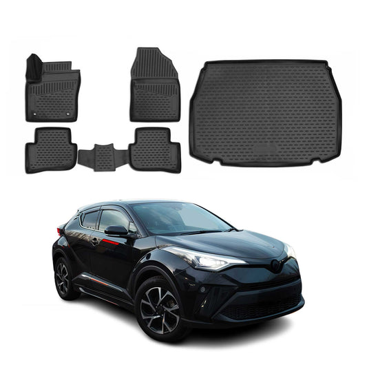 2018-2022 Toyota C-HR Floor Mats & Cargo Liner Full Set All Weather Black