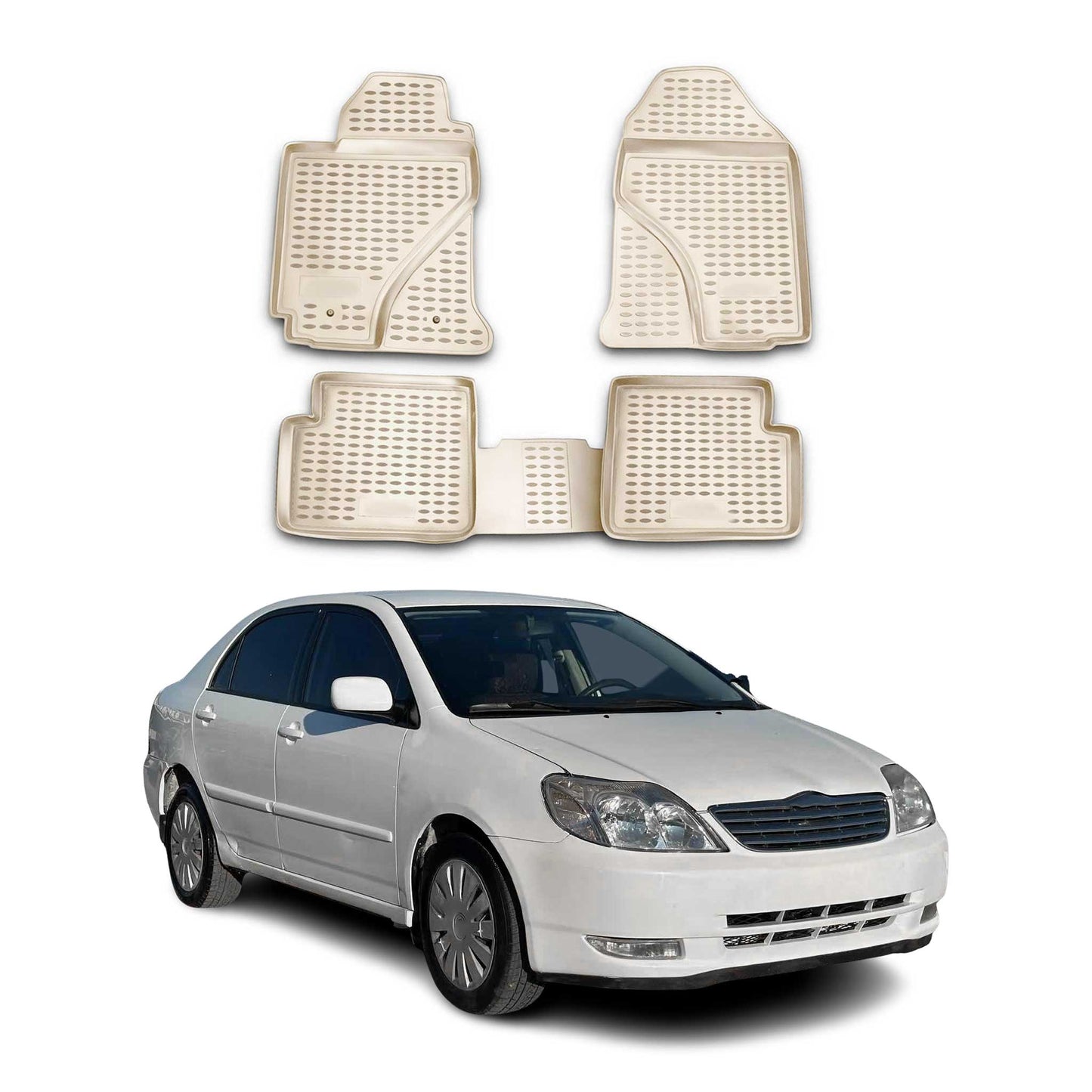 2003-2008 Toyota Corolla Floor Mats Liners Full Set All Weather Beige