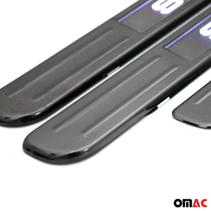 OMAC Illuminated Car Door Sill Protector Scuff for Mercedes Sport Dark Chrome 4 Pcs U022748