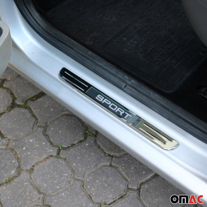 OMAC 18" Door Sill Cover Fits Mercedes C Class Chrome LED Sport Stainless Steel 4x U016225