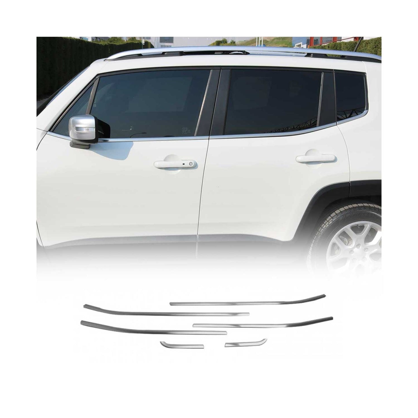 2015-2024 Jeep Renegade Window Molding Trim Streamer Brushed Steel Silver 6x
