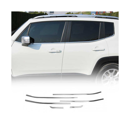 2015-2024 Jeep Renegade Window Molding Trim Streamer Brushed Steel Silver 6x