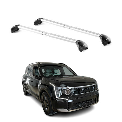 Roof Rack Cross Bars Adjustable fits Raised Rail for Kia EV9 2024-2026 Silver 2x