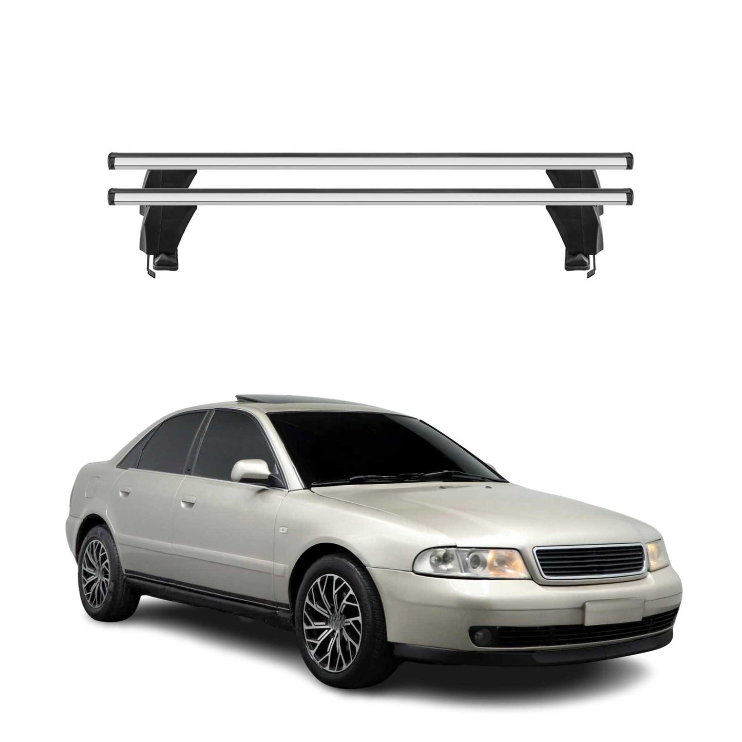 Fits 1996-2001 Audi A4 Sedan Top Roof Racks Cross Bars 2Pcs Gray Aluminium