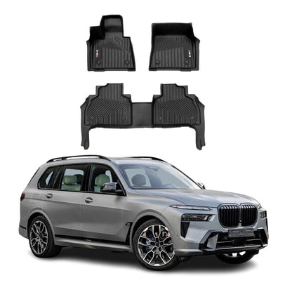 2019-2025 BMW X7 G07 Premium Floor Mats Liners 7 Seats First and Second Row Set Black