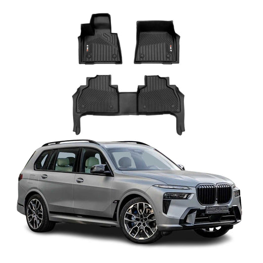 2019-2025 BMW X7 G07 Premium Floor Mats Liners 7 Seats First and Second Row Set Black