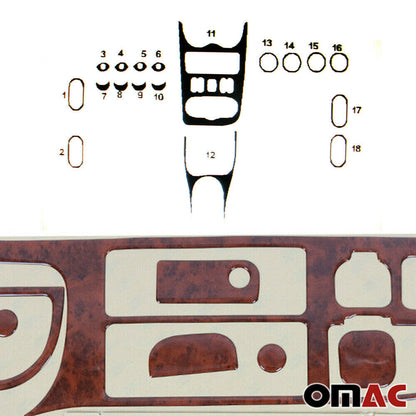 OMAC Wooden Look Dashboard Trim Kit 18 Pcs Fits Renault Dacia Duster 2010-2012 2020DK001W