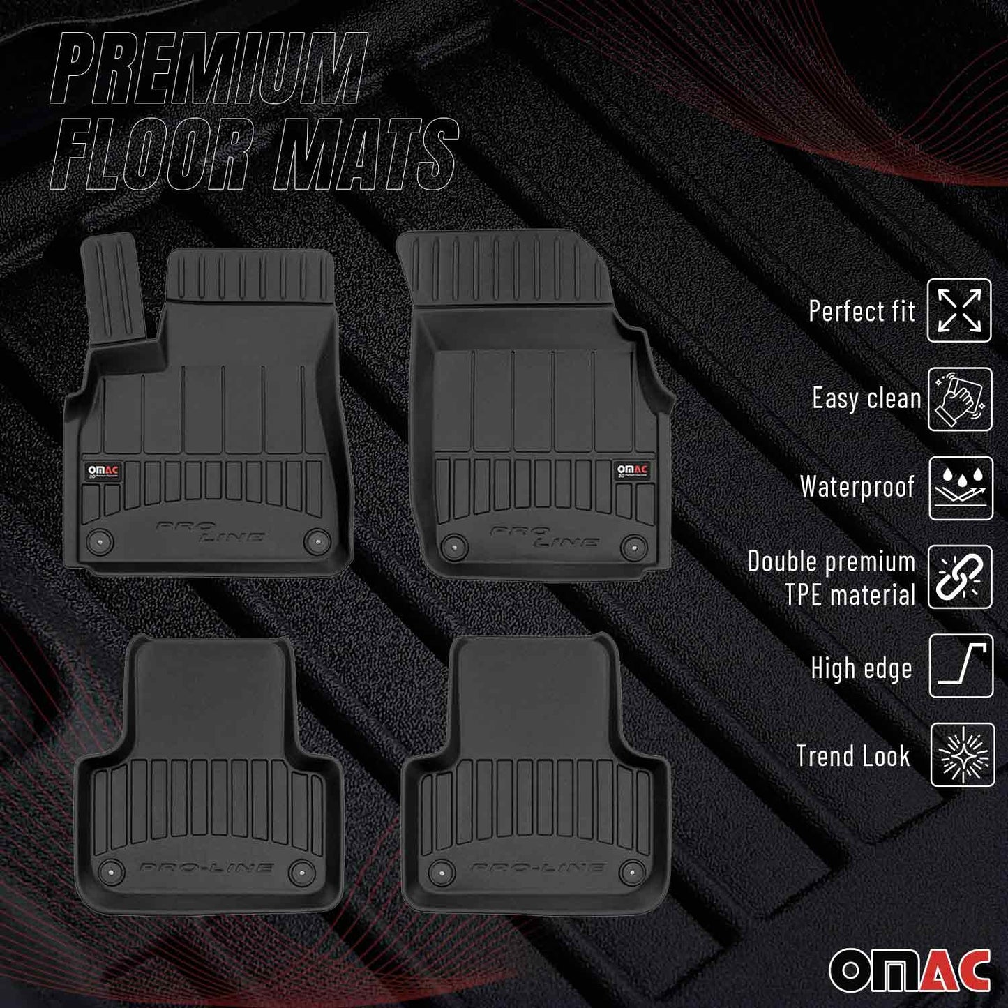 2017-2025 Audi Q7 Q8 Premium Floor Mats Liners Full Set All Weather Heavy Duty