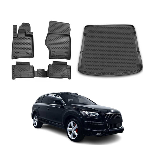 2007-2015 Audi Q7 Floor Mats & Cargo Liner Full Set All Weather Black