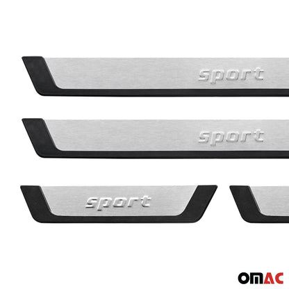 OMAC Door Sill Scuff Plate Scratch Protector for Hyundai Venue Sport Steel Silver 4x U013734