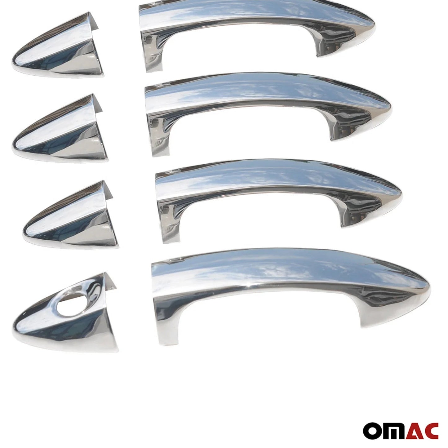 OMAC Car Door Handle Cover Protector for Ford Fiesta 2011-2019 Steel Chrome 8 Pcs 2614041