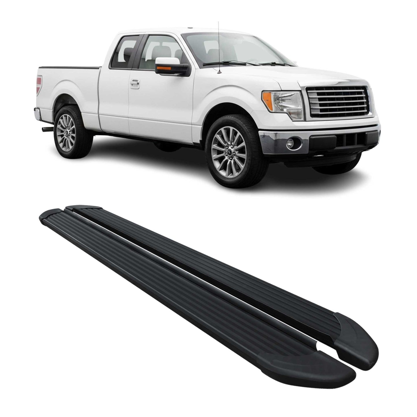 2009-2014 Ford F-150 Supercrew Cab Nerf Bars Side Steps Running Boards Black